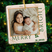 Modern vet Merry & Bright 1 foto Kerstmis Keramisch Ornament