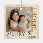 Modern vet Merry & Bright 1 foto Kerstmis Keramisch Ornament (Achterkant)