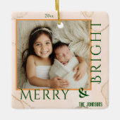 Modern vet Merry & Bright 1 foto Kerstmis Keramisch Ornament (Voorkant)