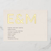 Modern Vet Monogram Beige Bruiloft Folie Uitnodiging (Voorkant)