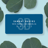 Modern Vet Monogram Blauw Grijs Retouradres Etiket