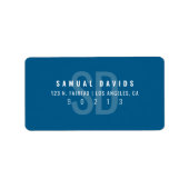 Modern Vet Monogram Blauw Grijs Retouradres Etiket (Voorkant)