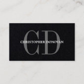 Modern Vet Monogram Consultant Zwart Papier Visitekaartje (Voorkant)