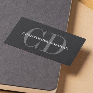 Modern Vet Monogram Consultant Zwart Papier Visitekaartje