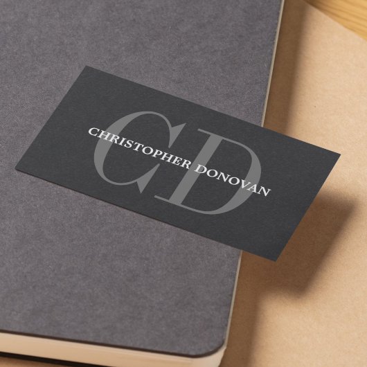 Modern Vet Monogram Consultant Zwart Papier Visitekaartje