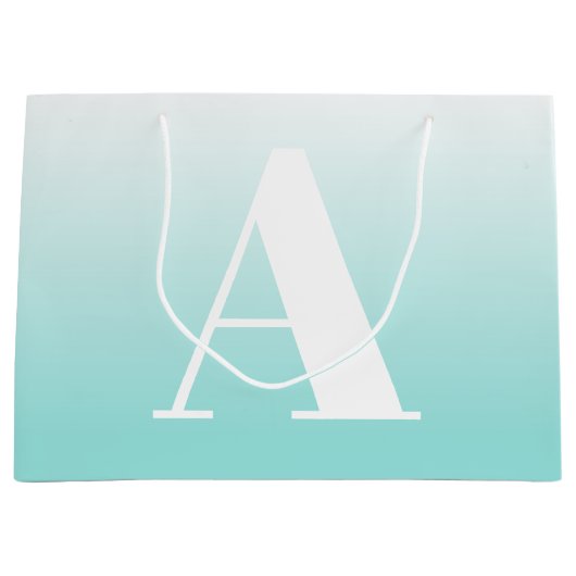 Modern vet monogram | Licht Aqua blauw groen Groot Cadeauzakje (Voorkant)