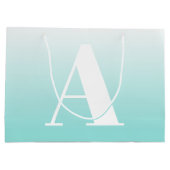 Modern vet monogram | Licht Aqua blauw groen Groot Cadeauzakje (Achterkant)