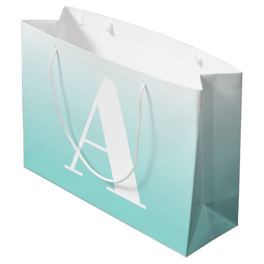 Modern vet monogram | Licht Aqua blauw groen Groot Cadeauzakje (Achterkant Gekanteld)