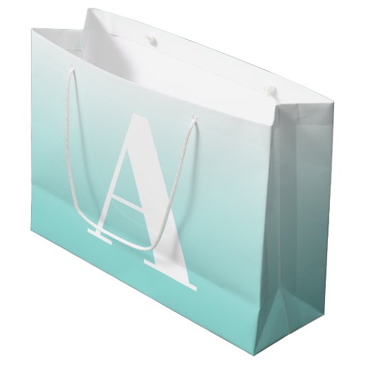 Modern vet monogram | Licht Aqua blauw groen Groot Cadeauzakje (Voorkant Gekanteld)