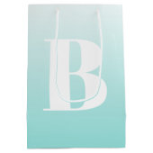 Modern vet monogram | Licht Aqua blauw groen Medium Cadeauzakje (Achterkant)
