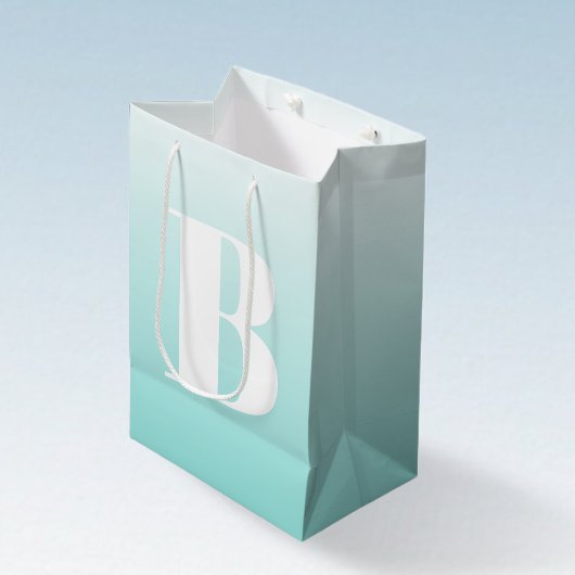 Modern vet monogram | Licht Aqua blauw groen Medium Cadeauzakje