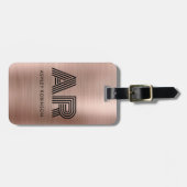 Modern vet monogram twee Initiaal Roos gouden meta Bagagelabel (Voorkant horizontaal)