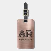 Modern vet monogram twee Initiaal Roos gouden meta Bagagelabel (Voorkant verticaal)