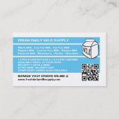 Modern & vet ontwerp, melkboer/vrouw levering visitekaartje (Achterkant)