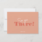 Modern vet perzik minimalistische bruiloft RSVP kaartje (Voorkant)