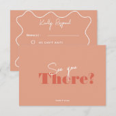 Modern vet perzik minimalistische bruiloft RSVP kaartje (Voorkant / Achterkant)