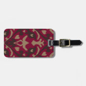 Modern vet rood bruin ikat tribal patroon bagagelabel (Voorkant horizontaal)