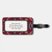 Modern vet rood bruin ikat tribal patroon bagagelabel (Achterkant horizontaal)