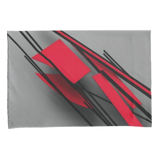 Modern vet rood en zwart geometrisch / Abstract Kussensloop (Voorkant-Rechts)