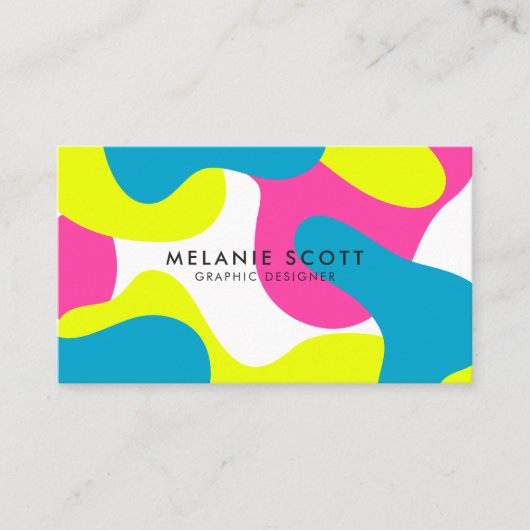 Modern vet roze blauw abstract patroon minimalisti visitekaartje (Voorkant)