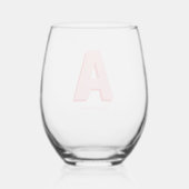 Modern vet roze custom monogram wijnglas zonder voet (Achterkant)