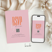 Modern vet roze en Oranje QR-code Unieke bruiloft Kaart