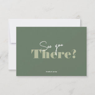 Modern vet salie groen Minimalistische bruiloft RSVP Kaartje