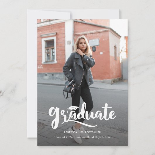 Modern vet script Afstuderen foto Afstuderen Aankondiging (Voorkant)