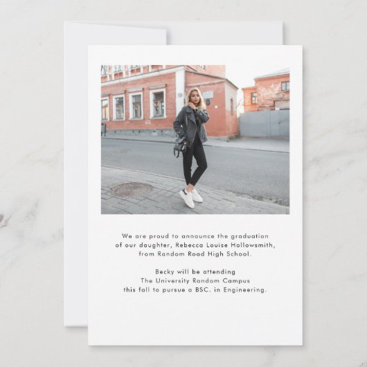 Modern vet script Afstuderen foto Afstuderen Aankondiging (Achterkant)