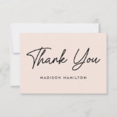 Modern vet script blush Baby shower Bedankkaart (Voorkant)