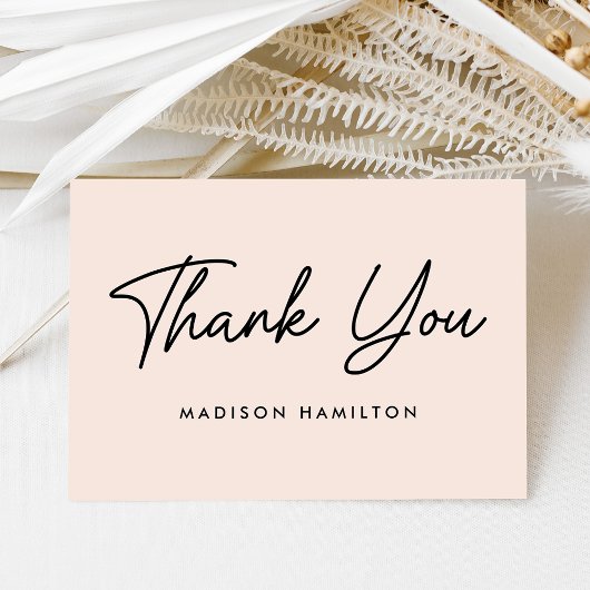 Modern vet script blush Baby shower Bedankkaart