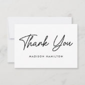 Modern vet script zwart-wit Baby shower Bedankkaart (Voorkant)