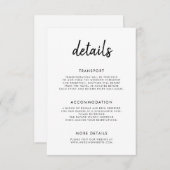 Modern vet script zwart wit bruiloft details informatiekaartje (Voorkant / Achterkant)