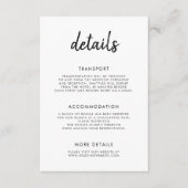 Modern vet script zwart wit bruiloft details informatiekaartje (Voorkant)