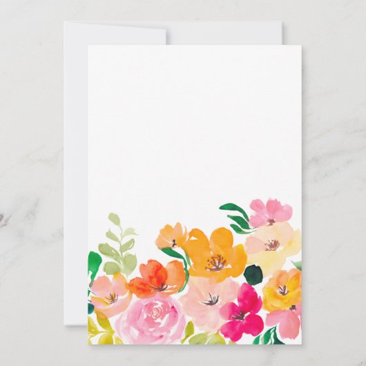 Modern vet sinaasappel bloemenschrift baby shower kaart (Achterkant)