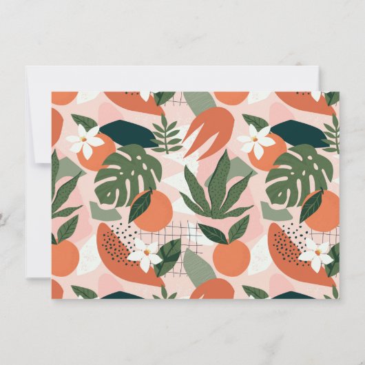 Modern Vet Sinaasappel en bloesem Roze Vrijgezelle Kaart (Achterkant)