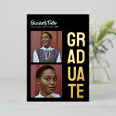 Modern vet typografie afstudeerfeest folie uitnodiging (Staand Voorkant)