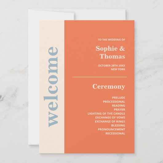 Modern vet typografie bruiloft programma Sinaasapp (Voorkant)