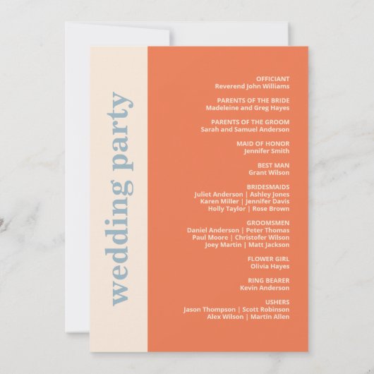 Modern vet typografie bruiloft programma Sinaasapp (Achterkant)