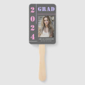Modern vet typografie grijs foto afstudeerfeest handwaaier (Achterkant)