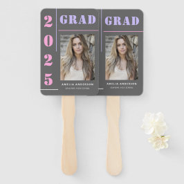 Modern vet typografie grijs foto afstudeerfeest handwaaier