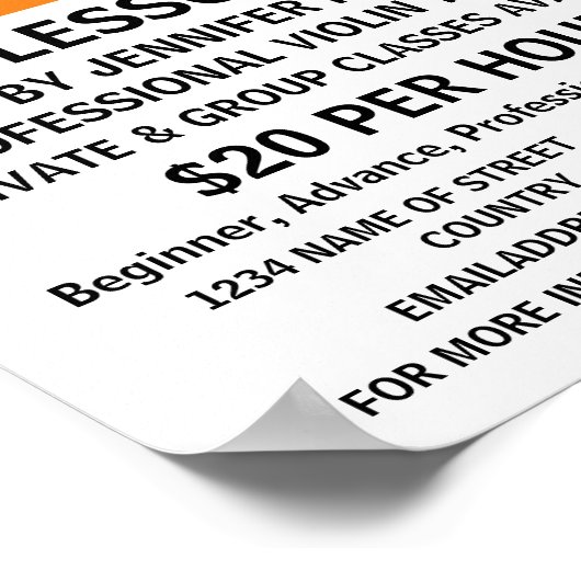 Modern vet, vioollessen Adverteren Poster (Hoek)