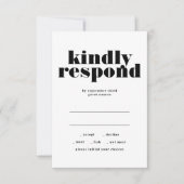 Modern vet vriendelijk reageren zwart wit bruiloft RSVP kaartje (Voorkant)