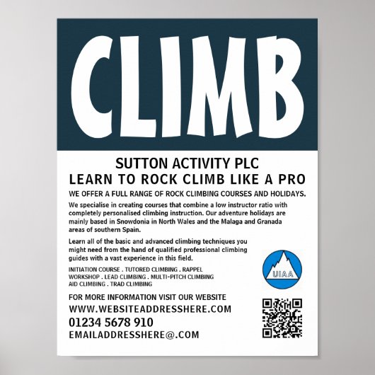 Modern vet, wandelen & klimmen Adverteren Poster (Voorkant)