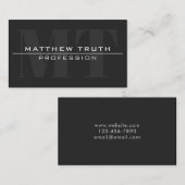 Modern vet zeer donkergrijze witte tekst visitekaartje (Voorkant / Achterkant)