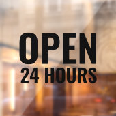 Modern Vet Zwart “Geopend 24 Uur” Raamsticker (Vel 2)