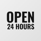 Modern Vet Zwart “Geopend 24 Uur” Raamsticker (Vel)