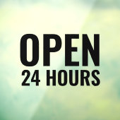 Modern Vet Zwart “Geopend 24 Uur” Raamsticker (Vel 3)