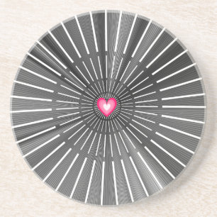 Modern Vet Zwart & Roze HeART Unieke Stijlvolle Ko Zandsteen Onderzetter