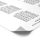 Modern Vet Zwart Wit Bruiloft Zitkaarten Teken Poster (Hoek)